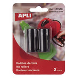 : Rodillos de tinta APLI negros pack 2 para etiquetadora de 1 linea y 8 caracteres disponibles en papeleria Badajoz