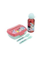 Set de Fiambrera Táper Botella de Agua y Cubiertos Minnie Mouse Naive - Safta