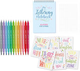 Set Iniciación Lettering 12 Rotuladores Pastel Doble Punta Punta Pincel + Bloc de Iniciación + Guía con Patrones - Alpino