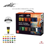 Set Conjunto De Pinturas Acrílicas 24 Piezas 24 Colores - Artist