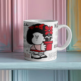 Taza de ceramica Mafalda Despeinada Hora del Cafe Apapachar disponible en papeleria en Badajoz para desayuno cafe y regalos
