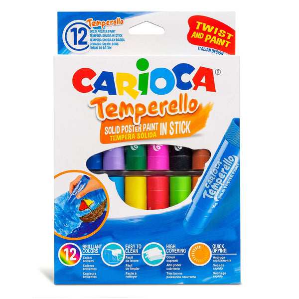 Témpera En Barra Pack De 12 Colores Témpera Sólida Sticks Temperello - Carioca