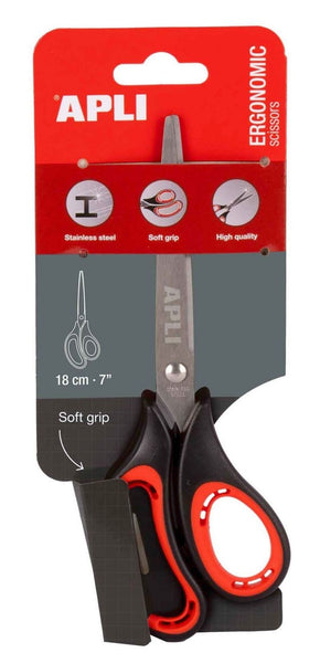 Tijeras de oficina Apli 18 cm Soft acero inoxidable en papelería Badajoz – disponibles en Be To Be Menacho y Valdepasillas