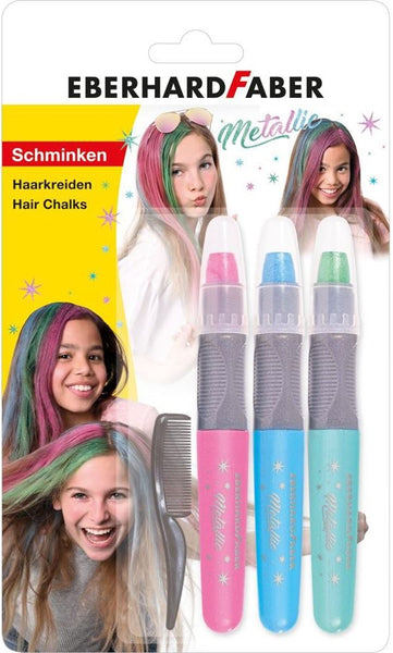 Set de 3 Tizas Para el Pelo Colores Metálicos Brillantes - Faber