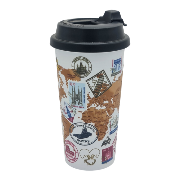 Vaso Termo Taza Térmica Para Café Viaje Oficina Travel Viajeros Mapa Mundi - Apapachar