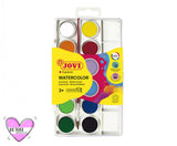 Acuarelas Jovi 12 colores con pincel para plástica y vuelta al cole disponibles en papeleria en Badajoz