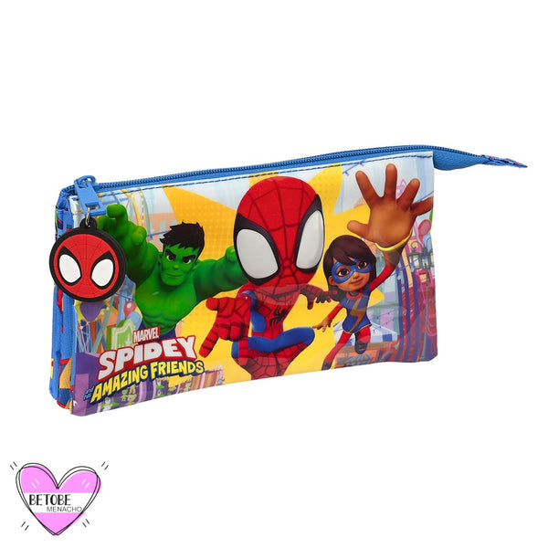 Estuche / Portatodo De Tres Compartimentos Spidey " TEAM UP "