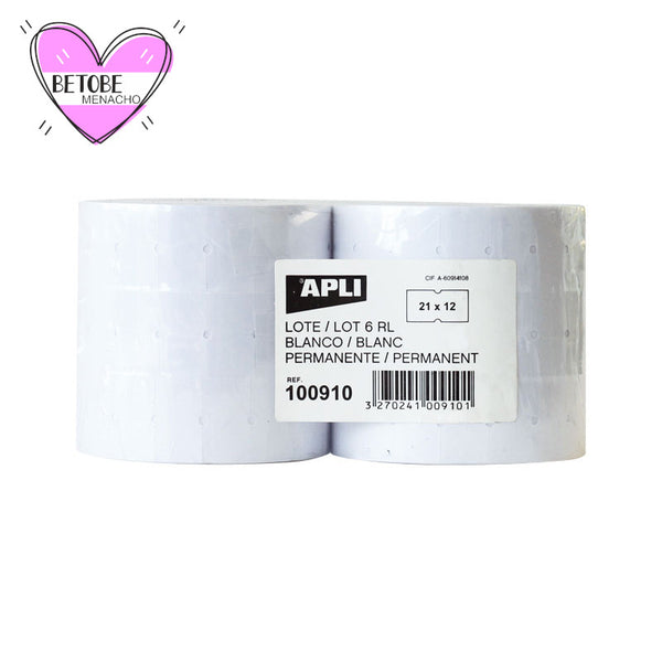 Etiquetas adhesivas APLI 21x12 mm blancas permanentes en papelería Badajoz disponibles en Be To Be Menacho y Valdepasillas