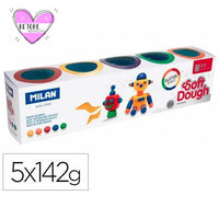 Pasta Blanda Para Modelar 5 Colores Con Brillantina Caja 5 Botes 142 g Pasta Blanda Moldear Basic Soft Dough Con Brillantina Pasta Infantil Plastilina A Base De Trigo  - Milan