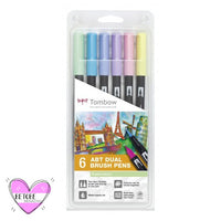 Set 6 Rotuladores Tombow Colores Pastel ( Doble Punta / P. Pincel )