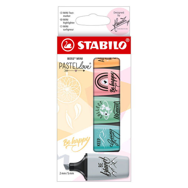 Set / Pack De 5 Mini Marcadores Stabilo Boss Pastel Love