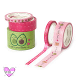 Set de 5 Cintas Adhesivas de Papel - Tape By Tape - Washi Tape Aguacates