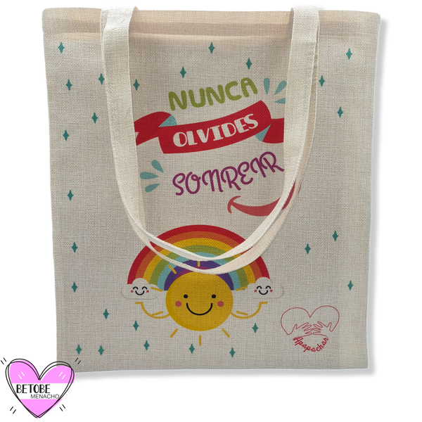 Tote Bag Ecológica De Yute Nunca Olvides Sonrreir